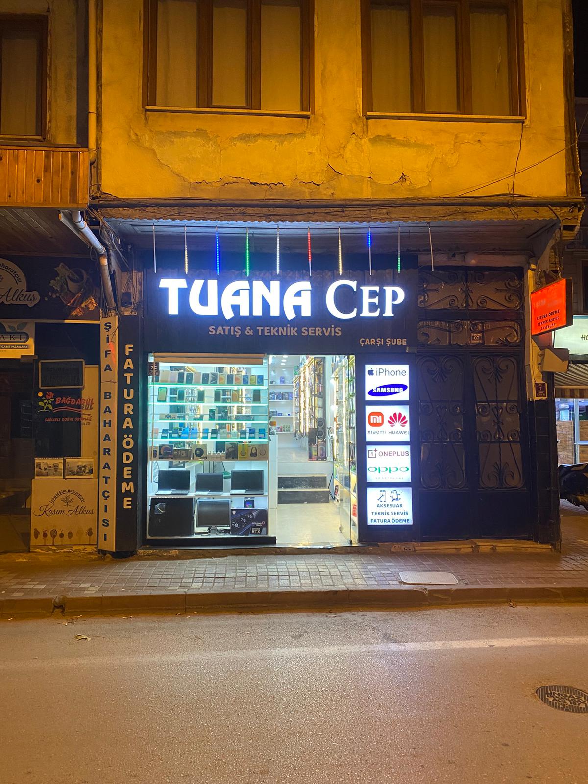 Tuana Cep İnegöl çarşı şube gece görünüm teknik servis